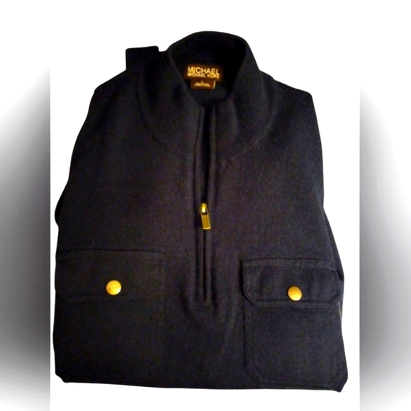 Men's Michael Kors Sweater. Dark Blue pullover Sweater. Quarter zip.  Size Large - Picture 1 of 9